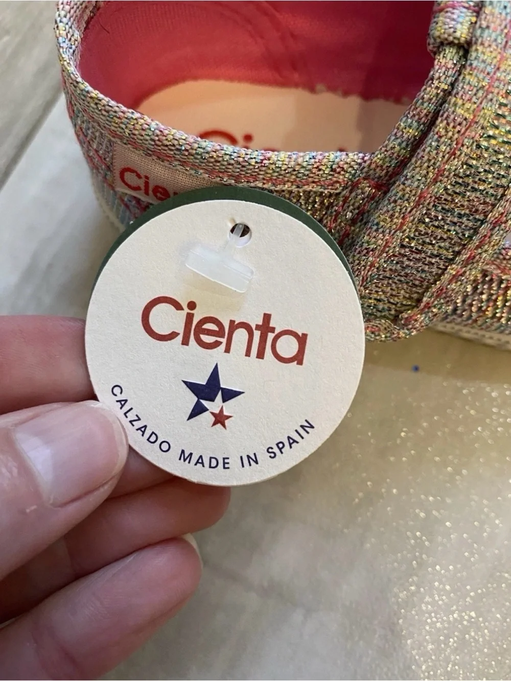 NWT Cienta Rainbow Sparkle Mary Jane T-Strap Mary Jane Sneaker Toddler 3.5